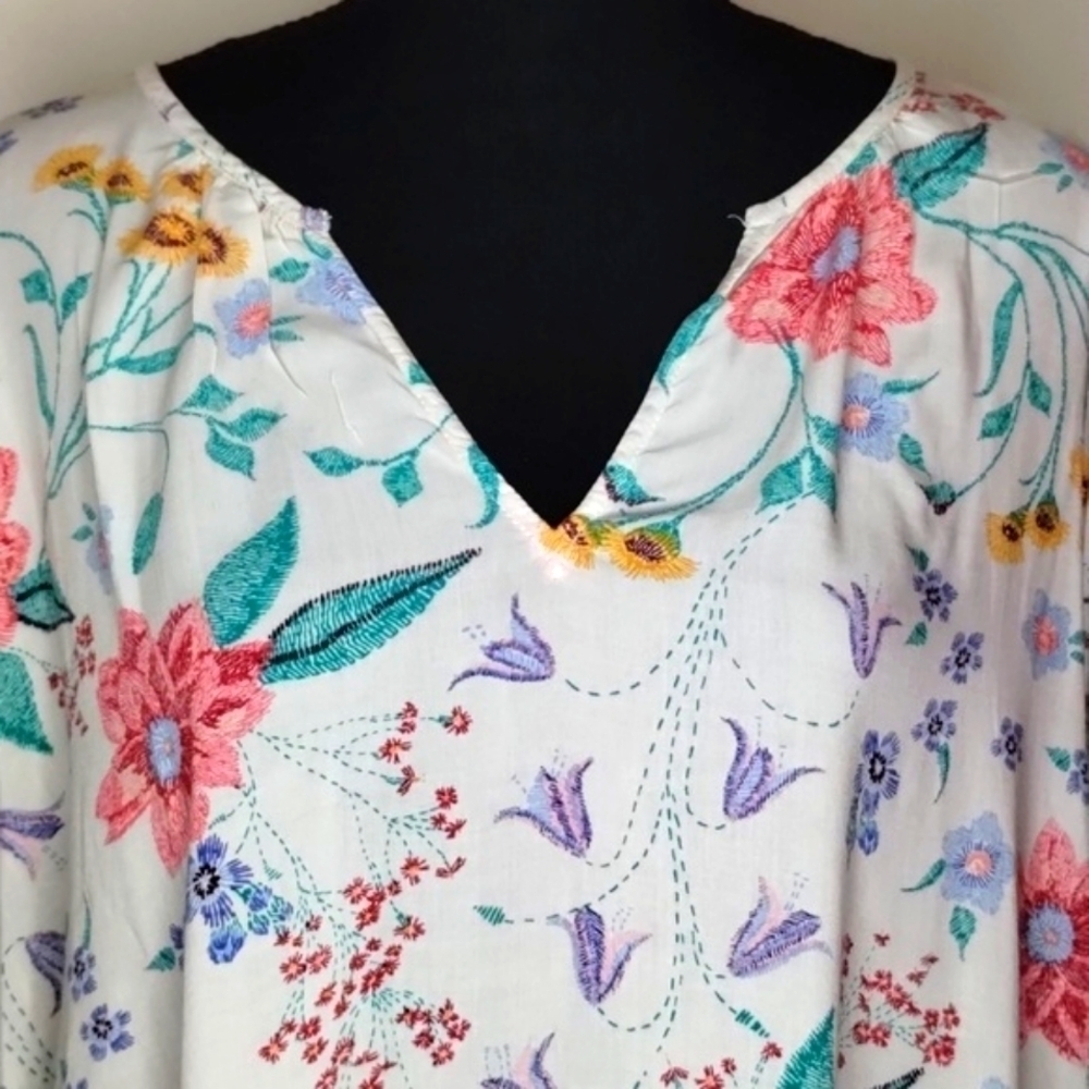 Old Navy 100% rayon line sleeve v neck top Sz XL Soft soft garment - Picture 3 of 11